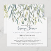 Elegantes Blätter Wasserfarben Moderne Probe Einladung (Vorne/Hinten)