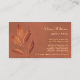 Elegantes Blätter Wasserfarben Terracotta auf dem  Visitenkarte
