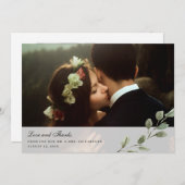 Elegantes Blätter | Zwei-Foto-Hochzeit Dankeskarte (Vorne/Hinten)