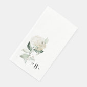 Elegantes Blattwerk & Hortensien-Monogramm-Hochzei Serviette (Ecke)