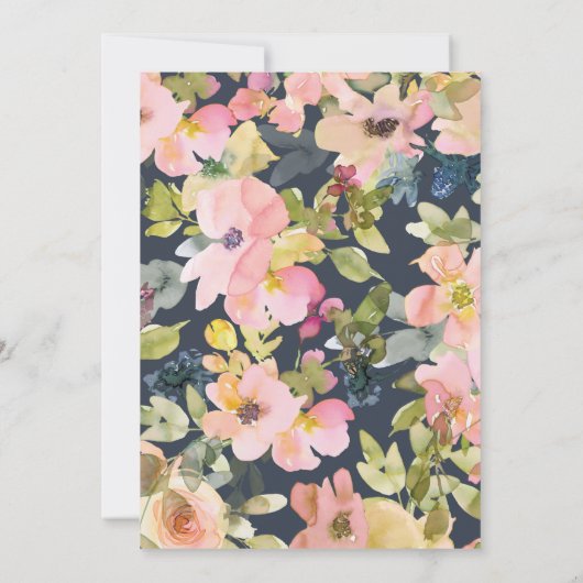 Elegantes, blau-blaues Brautparty Einladung (Rückseite)