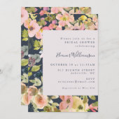 Elegantes, blau-blaues Brautparty Einladung (Vorne/Hinten)