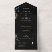 Elegantes Blau Botanisch Alles in einer Einladung (Innen Boden)