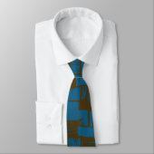 Elegantes blau-braunes abstraktes Muster Krawatte (Gebunden)