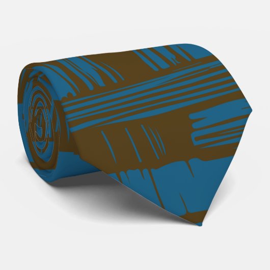 Elegantes blau-braunes abstraktes Muster Krawatte (Gerollt)