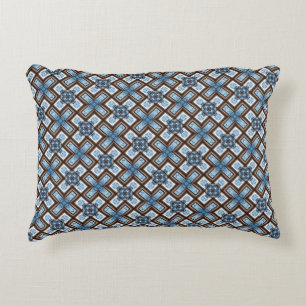 Elegantes blau-braunes geometrisches Muster Dekokissen