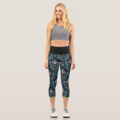 Elegantes Blau-Damaskus-Muster Leggings (Vorderseite)