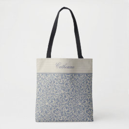Elegantes Blau-Damaskus-Muster mit benutzerdefinie Tasche