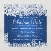Elegantes Blau der WeihnachtsParty-Schneeflocke-2 Einladung (Vorne/Hinten)