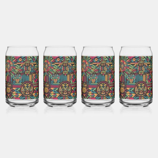 Elegantes Blau "Eclipsed Suns and Pyramids" Glas T (Vorderseite)