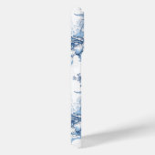 Elegantes blau eingeprägtes Blumenzeichen/Monogram Case-Mate iPhone Hülle (Rückseite / Rechts)