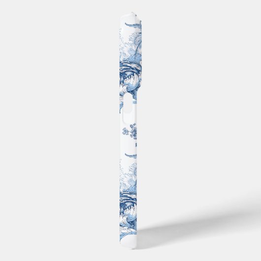 Elegantes blau eingeprägtes Blumenzeichen/Monogram Case-Mate iPhone Hülle (Rückseite / Rechts)