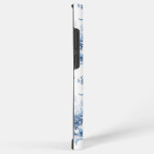 Elegantes blau eingeprägtes Blumenzeichen/Monogram Samsung Galaxy Hülle (Rechte Seite)