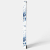 Elegantes blau eingeprägtes Blumenzeichen/Monogram Samsung Galaxy Hülle (Linke Seite)