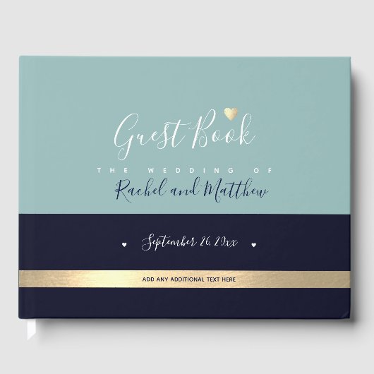 elegantes blau gestreiftes Hochzeitsbuch Gästebuch (Vorderseite)