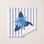 Elegantes, blau gestreiftes Muster Badhandtuch Set (Waschlappen)