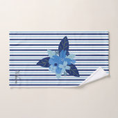 Elegantes, blau gestreiftes Muster Badhandtuch Set (Handtuch)