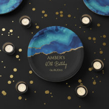 Elegantes Blau-Gold-Abstraktes Marmordesign