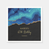 Elegantes Blau-Gold-Abstraktmarmor-Design Serviette (Vorderseite)