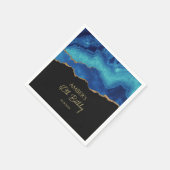 Elegantes Blau-Gold-Abstraktmarmor-Design Serviette (Ecke)