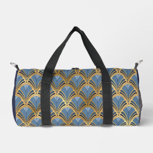 Elegantes Blau Gold Art Deco Vintage Muster Duffle Bag