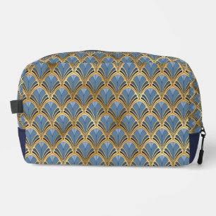 Elegantes Blau Gold Art Deco Vintage Muster Waschbeutel