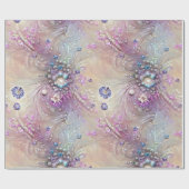 Elegantes Blau, Grau, Federn, Perlen, Perlen, Lich Geschenkpapier (Flach)