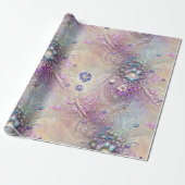 Elegantes Blau, Grau, Federn, Perlen, Perlen, Lich Geschenkpapier (Ungerollt)