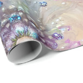 Elegantes Blau, Grau, Federn, Perlen, Perlen, Lich Geschenkpapier (Rolleneckpunkt)