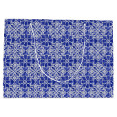 Elegantes Blau-Grau-Geometrisches Initial-Monogram Große Geschenktüte (Rückseite)