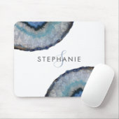 Elegantes blau-graues Achat-Geoden-Monogramm Mousepad (Mit Mouse)
