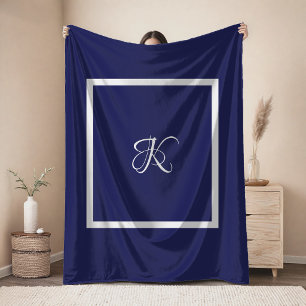 Elegantes blau-graues Anfangsmonogramm Tischdecke
