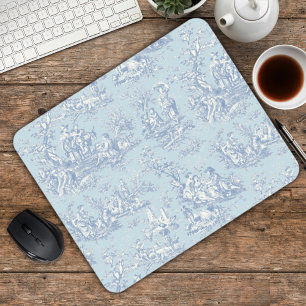 Elegantes Blau-Graues Französisches Vintage-Toile- Mousepad