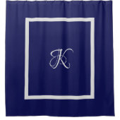 Elegantes blau-graues Initialen-Monogramm Duschvorhang (Vorderseite)