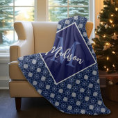 Elegantes blau-graues initiales Monogramm Fleecedecke