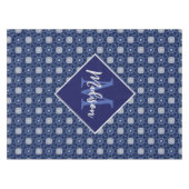 Elegantes blau-graues initiales Monogramm Tischdecke (Vorderseite (Horizontal))