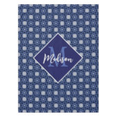 Elegantes blau-graues initiales Monogramm Tischdecke (Vorderseite)