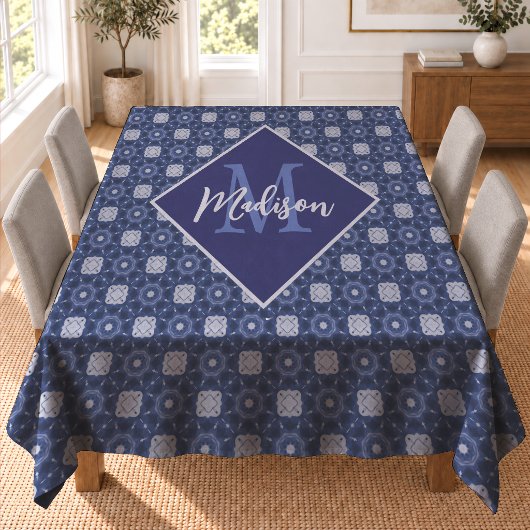 Elegantes blau-graues initiales Monogramm Tischdecke