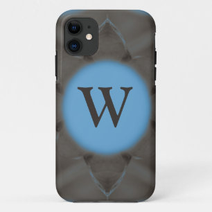 Elegantes Blau-Graues Monogramm Case-Mate iPhone Hülle