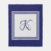 Elegantes blau-graues quadratisches Muster Anfangs Fleecedecke (Vorderseite)