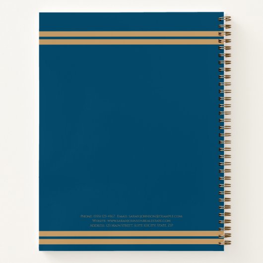 Elegantes Blau, hellbrauner Chic Real Anwesen Agen Notizblock (Rückseite)