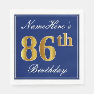 Elegantes Blau, Imitat-Gold86. Geburtstag; Serviette