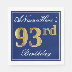 Elegantes Blau, Imitat-Gold93. Geburtstag; Serviette