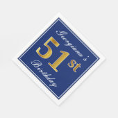 Elegantes Blau, Imitate Gold 51. Geburtstag; Indiv Serviette (Ecke)