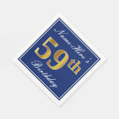 Elegantes Blau, Imitate Gold 59. Geburtstag; Indiv Serviette (Ecke)