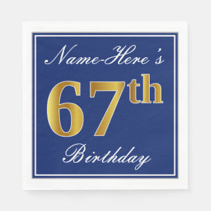 Elegantes Blau, Imitate Gold 67. Geburtstag; Indiv Serviette