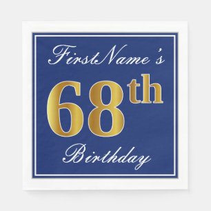 Elegantes Blau, Imitate Gold 68. Geburtstag; Indiv Serviette