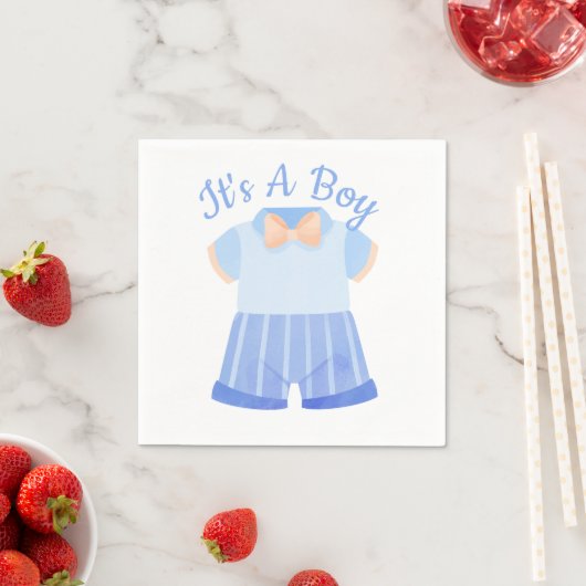 Elegantes Blau It's A Boy Baby Shower Serviette (Beispiel)