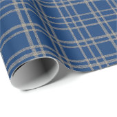 Elegantes Blau Kariert mit Silver Accents Weihnach Geschenkpapier (Rolleneckpunkt)