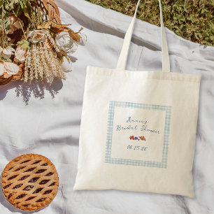 Elegantes blau kariertes Sommer-Brunch-Brautjungfe Tragetasche